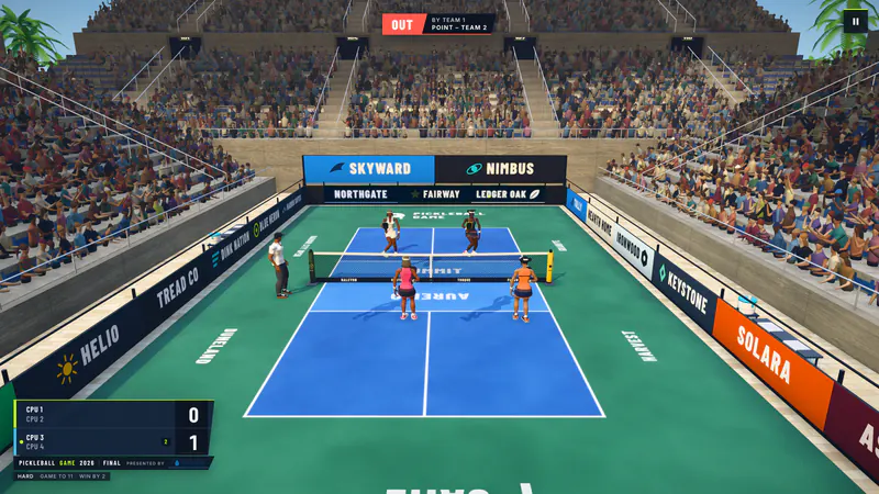 The referee signals Out while the crowd cheers